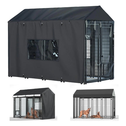 Outdoor Dog Kennel CoverFull Coverage for 8.1Dx4.1Wx6.06H Dog Cages600d Heavy Duty Waterproof Large Dog Kennel Cover(Cover Only) Black