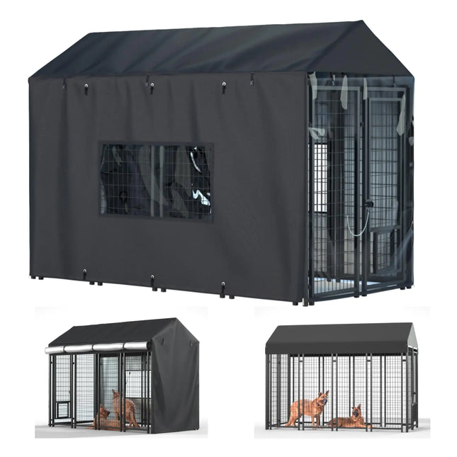 Outdoor Dog Kennel CoverFull Coverage for 8.1Dx4.1Wx6.06H Dog Cages600d Heavy Duty Waterproof Large Dog Kennel Cover(Cover Only) Black