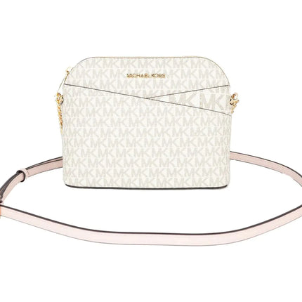 Michael Kors Jet Set Medium X Cross Dome Vanilla/Powder Blush PVC Crossbody Bag
