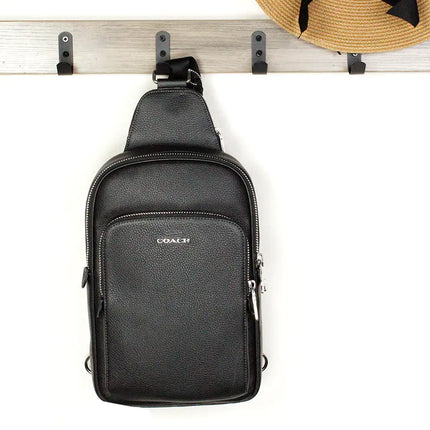 Coach Ethan Black Leather Sling Pack Shoulder Bag