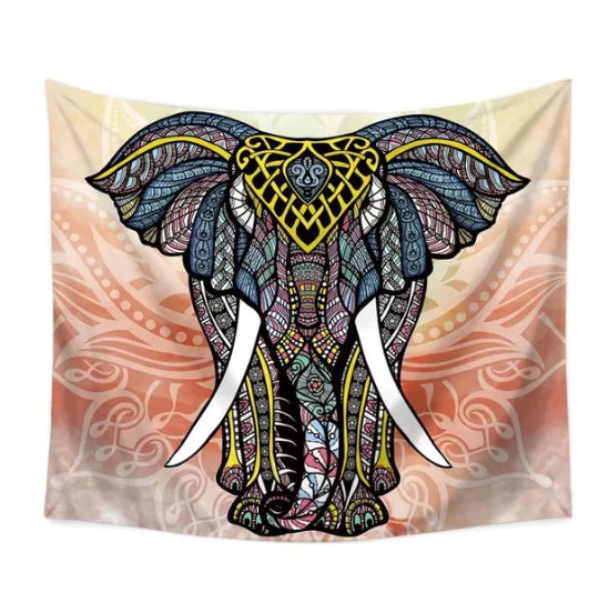 Colorful Elephant Tapestry Wall Hanging