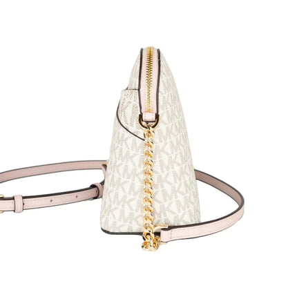 Michael Kors Jet Set Medium X Cross Dome Vanilla/Powder Blush PVC Crossbody Bag