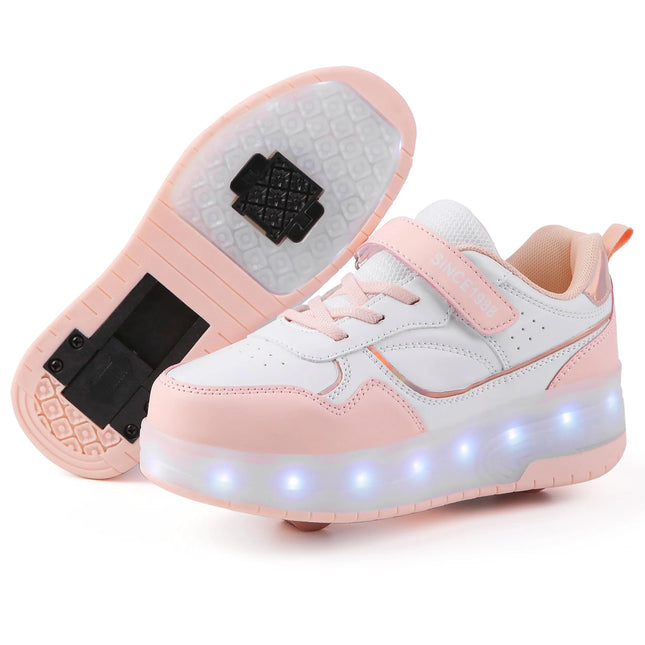Wasnton Roller Skate Shoes for Boys Girl Sneakers with Retractable Wheels-Stylish Trainers for Kids Enhanced Safety LED Light-Up USB Rechargeable Skateboarding Perfect for Party Birthday Christmas