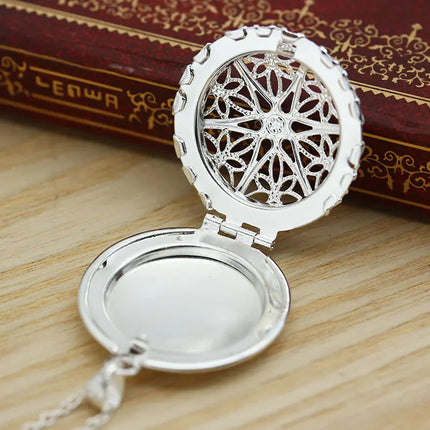 Heart-Shaped Necklace with Hollow Photo Locket Design